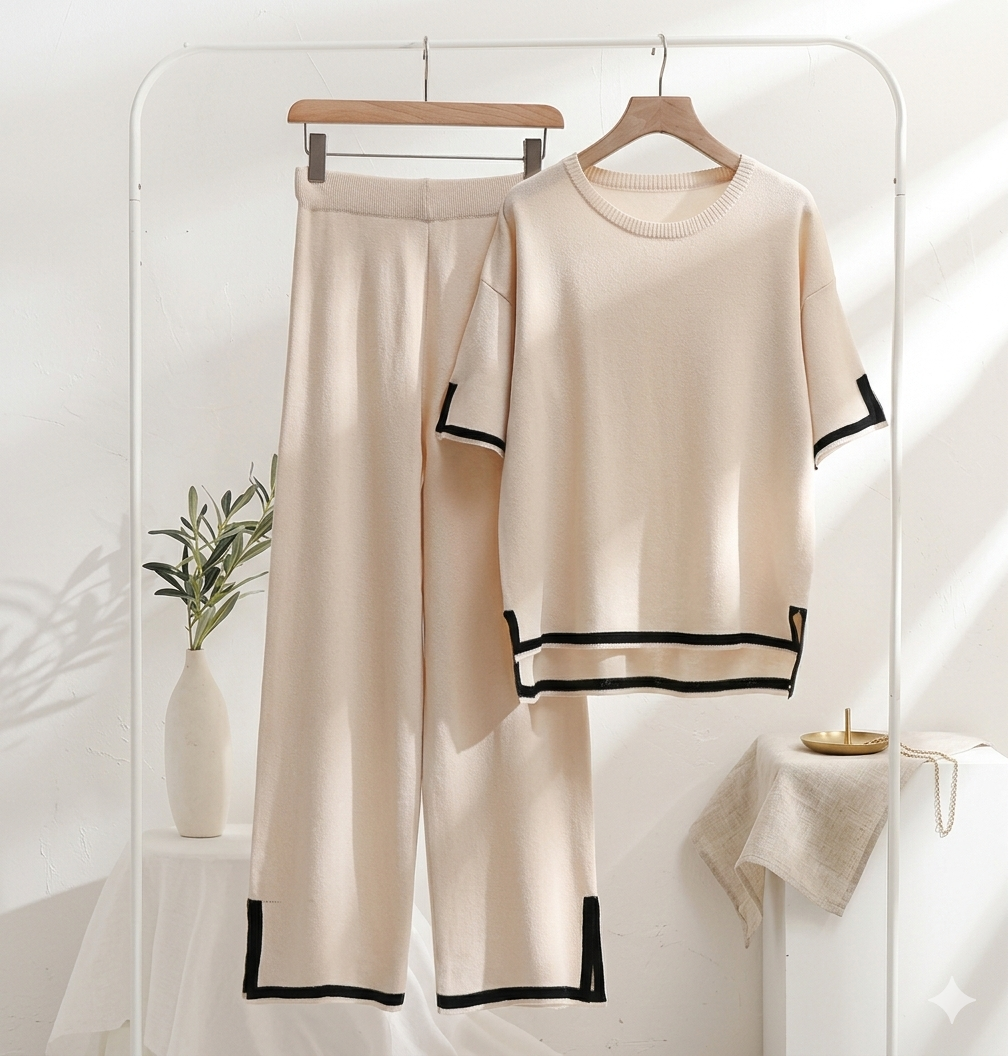 The Signature Contrast Co-ord – Cotton Jersey Night Suit